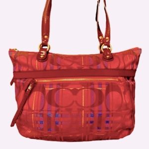 Gorgeous Coach Poppy Tartan Glam Tote - image 1